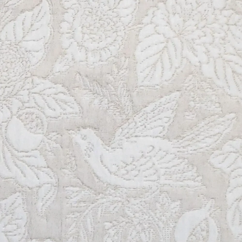 Envogue Shabby Chic Birds Flowers Embossed Jacquard Tablecloth Ivory 60x84Oblong